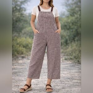 Overalls - Gingham Checkered (Brown & White)